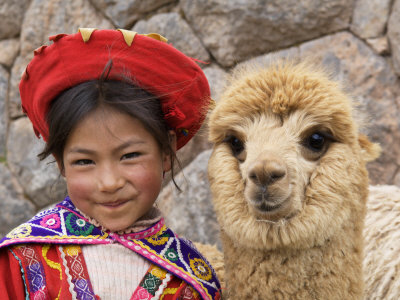 peru child with llama